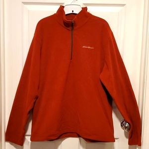 Eddie Bauer Burnt Orange Men's Half Zip Pullover Fleece Sweater - Size Large